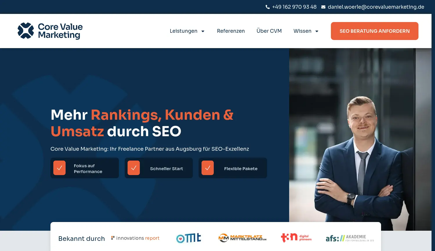 Website der Firma Core Value Marketing UG (haftungsbeschränkt)