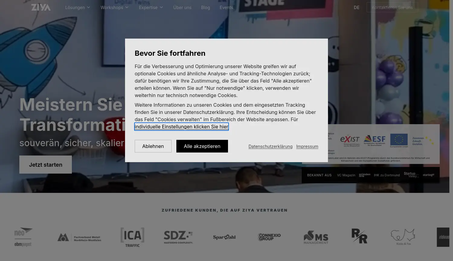 Website der Firma Ziya GmbH