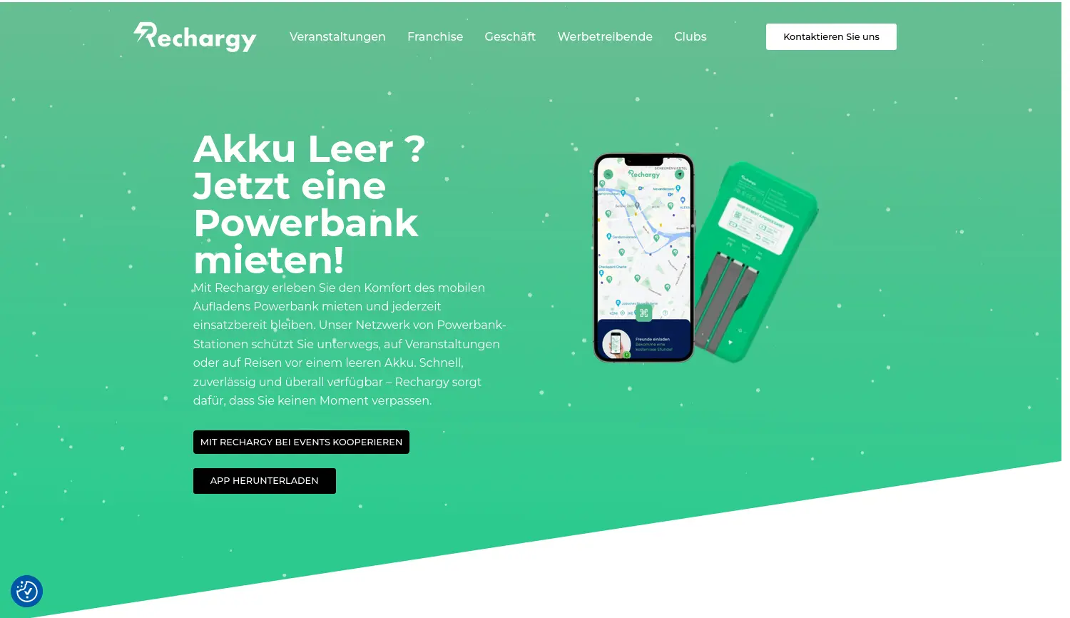 Website der Firma Rechargy GmbH