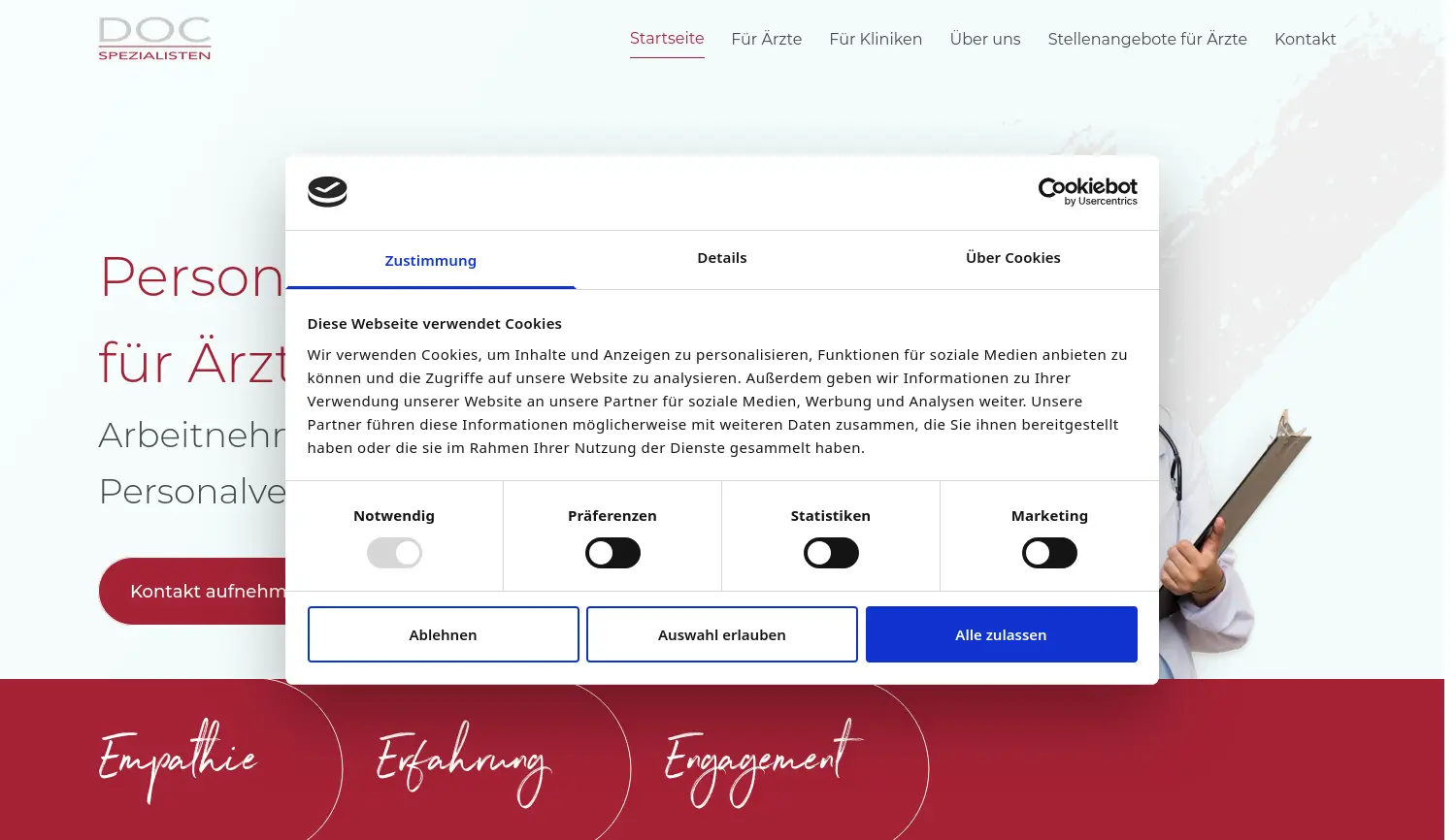 Website der Firma Doc-Spezialisten GmbH