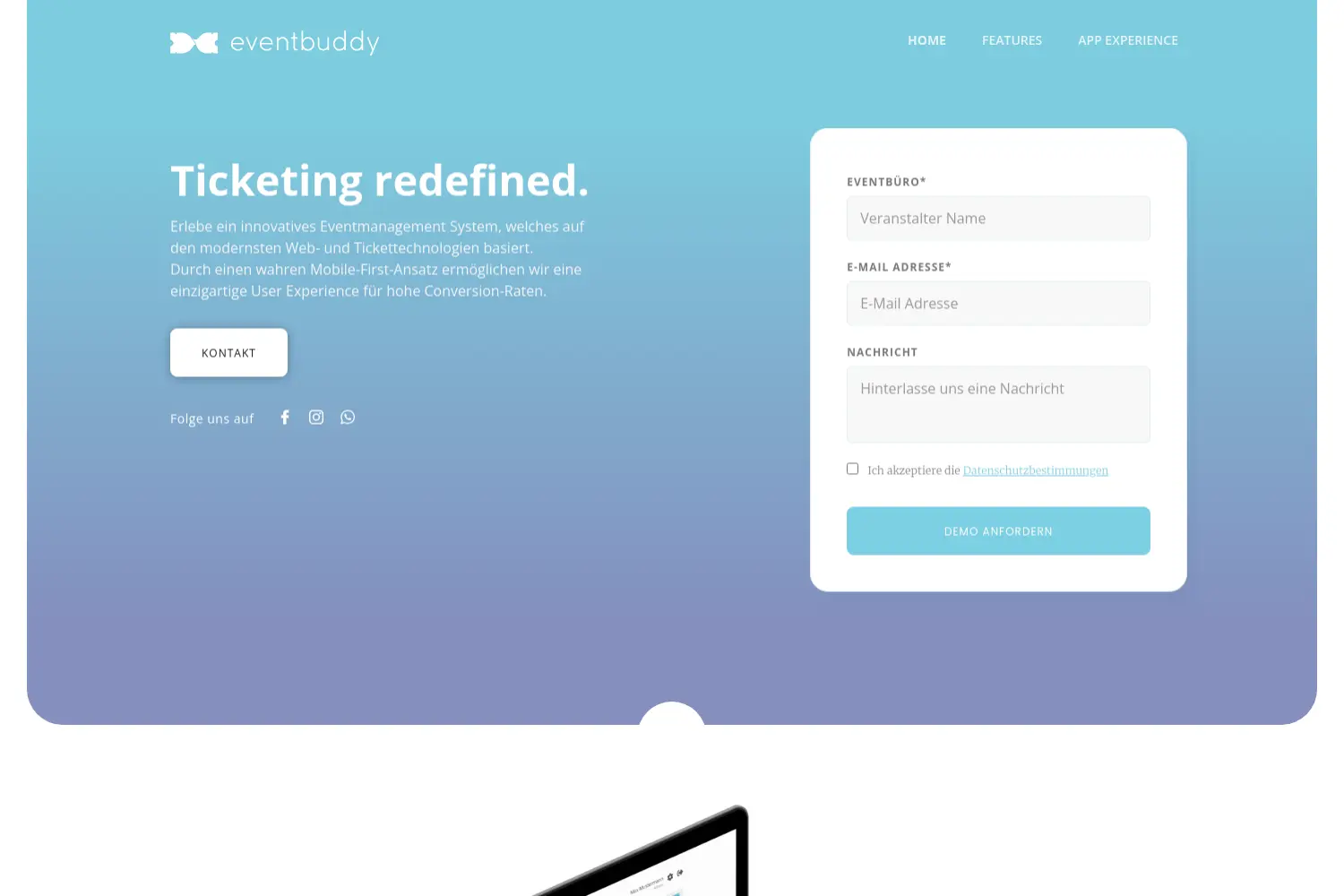 Website der Firma Eventbuddy GmbH