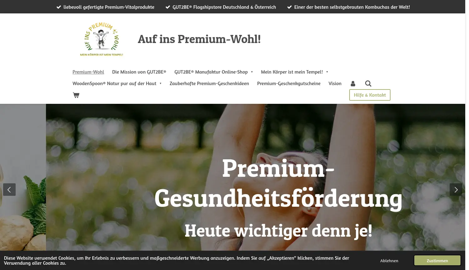 Website der Firma WOHL2BE | Auf ins Premium-Wohl!