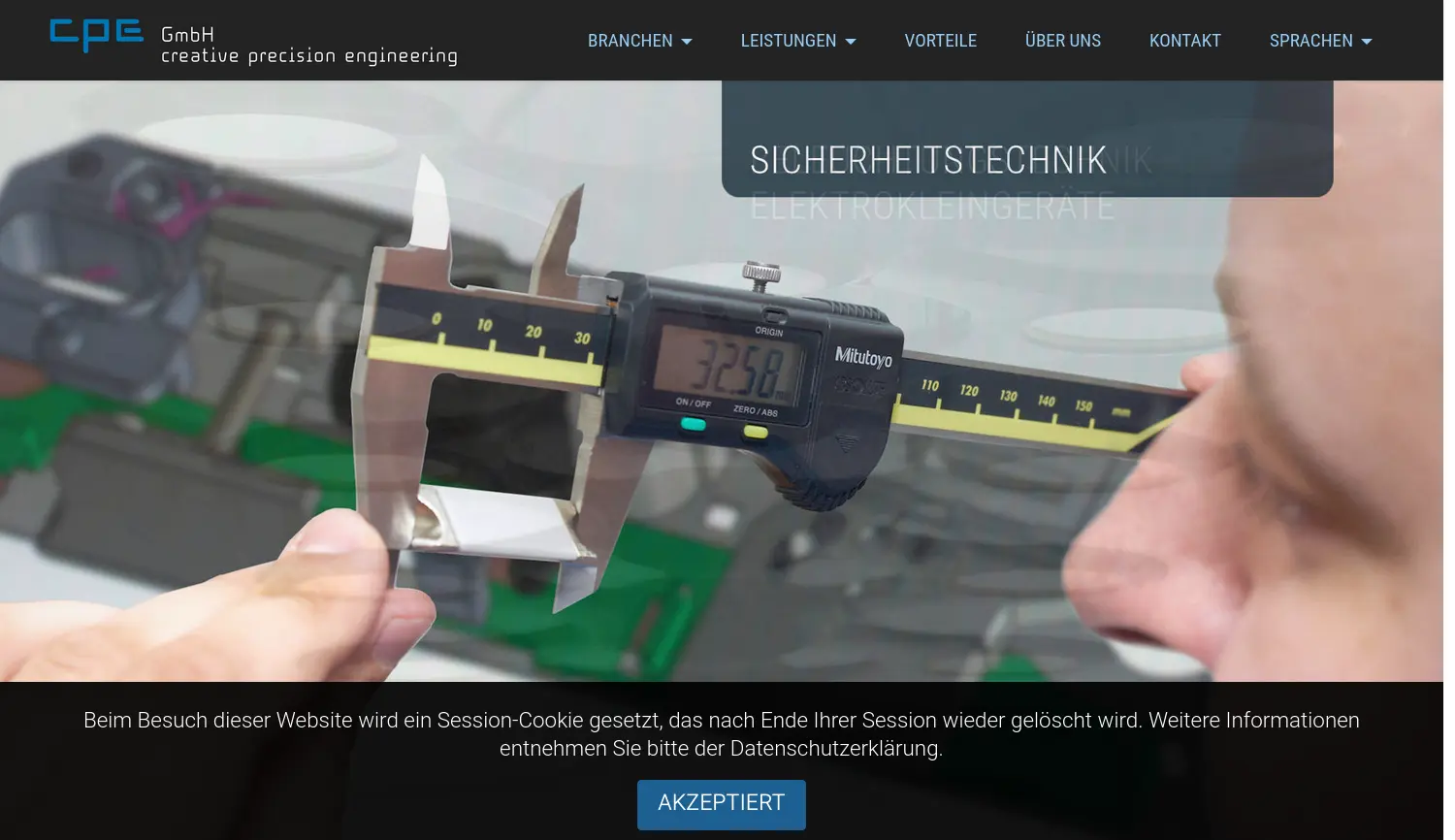 Website der Firma CPE creative-precision-engineering GmbH