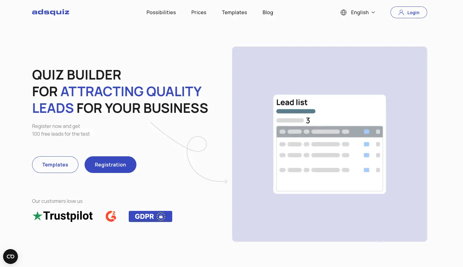 Website der Firma ADS Quiz