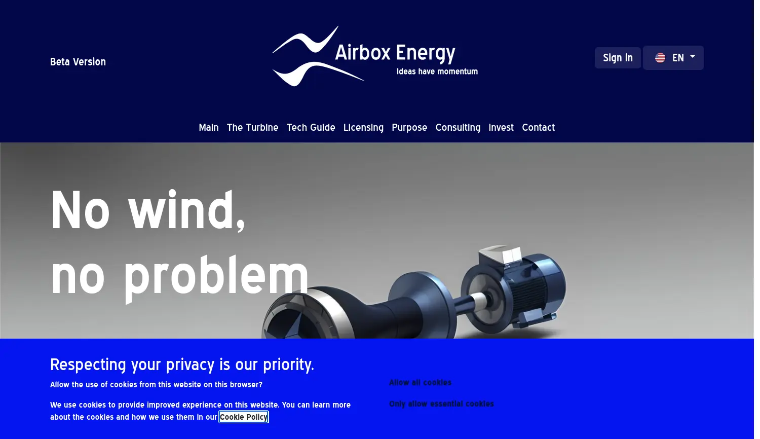 Website der Firma Airbox Energy UG (haftungsbeschränkt)