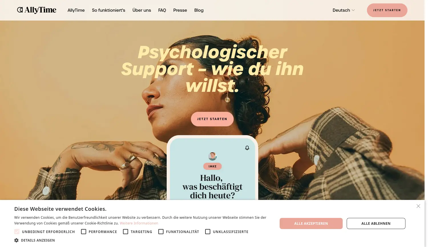 Website der Firma AllyWell GmbH