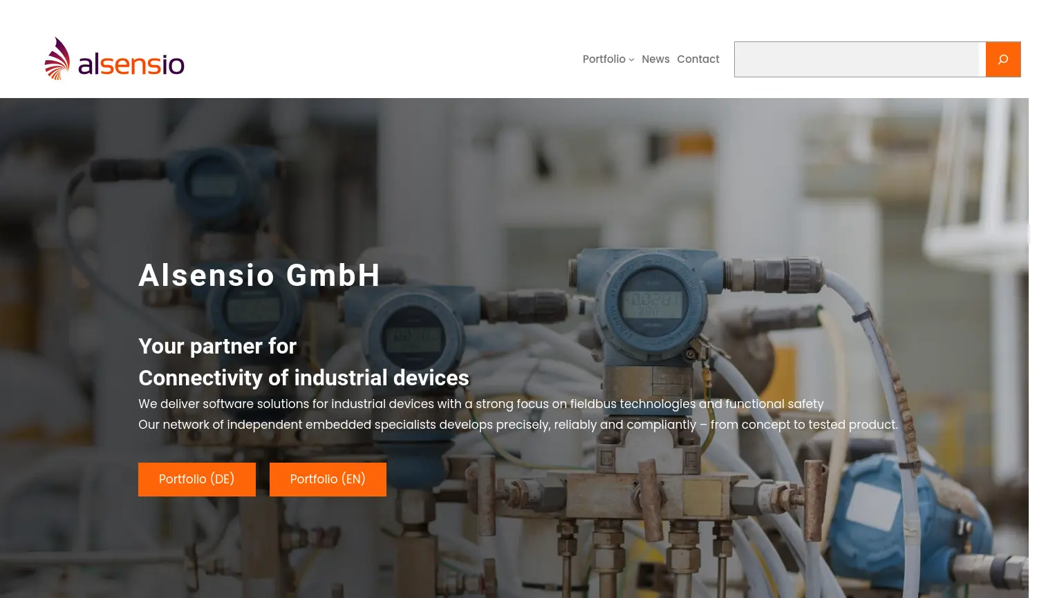 Website der Firma Alsensio GmbH