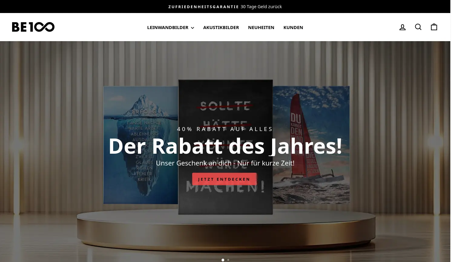 Website der Firma BE100 GmbH