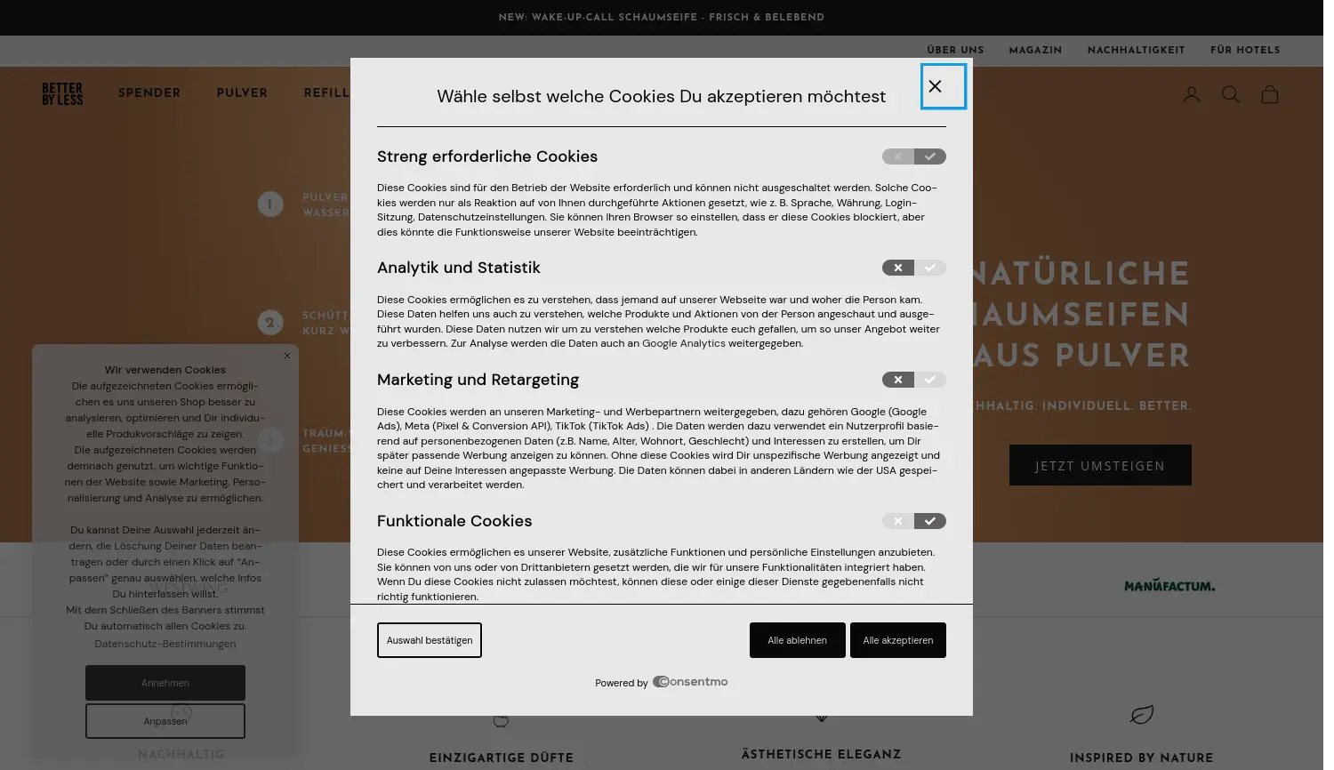 Website der Firma Better by Less GmbH