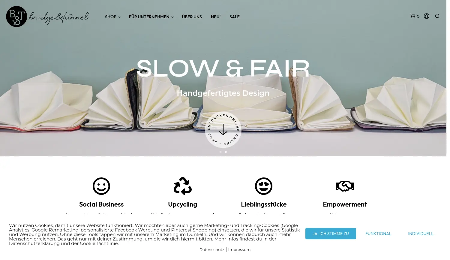 Website der Firma Bridge and Tunnel