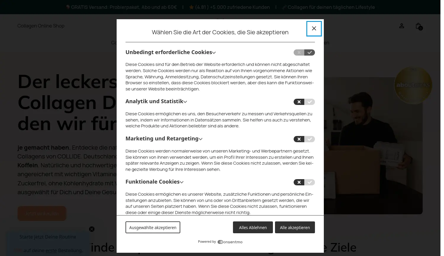 Website der Firma COLLIDE beverages & more GmbH