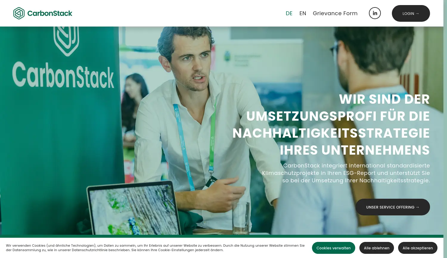 Website der Firma CarbonStack GmbH