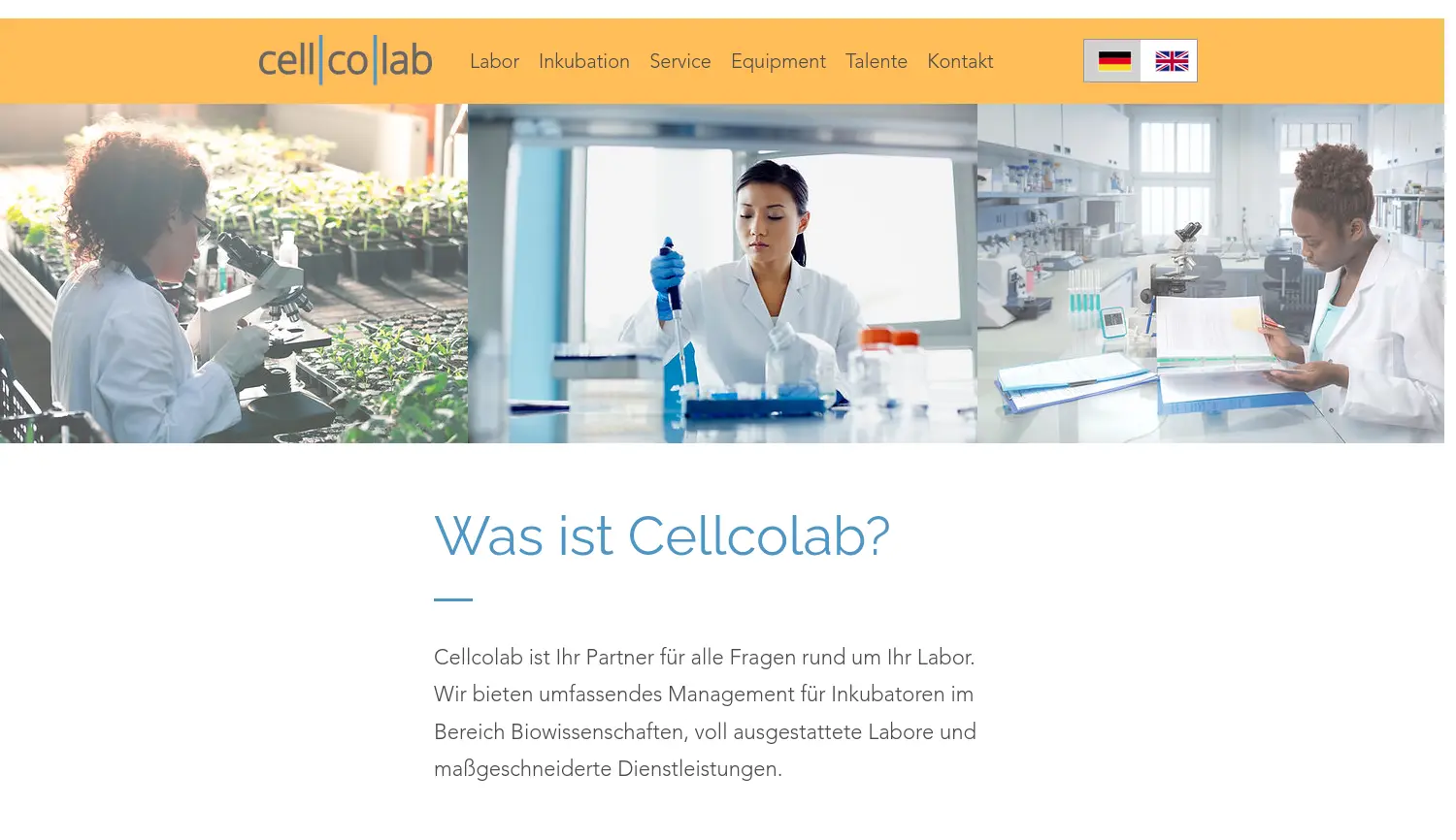Website der Firma Cellcolab