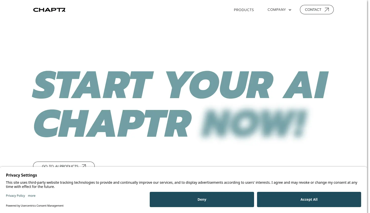 Website der Firma CHAPTR GmbH