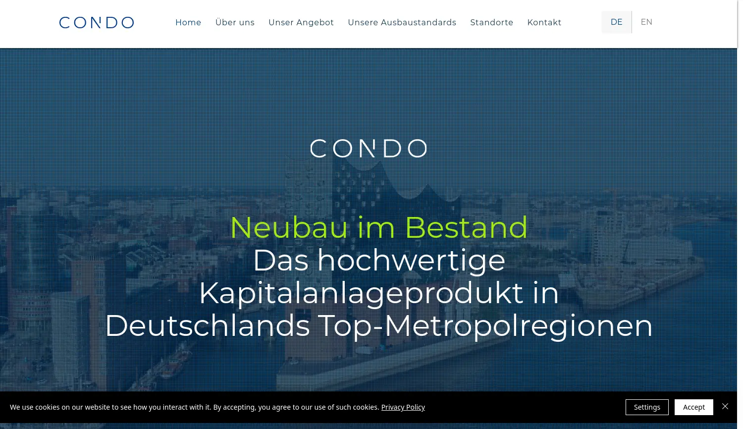 Website der Firma Condo Asset Management GmbH
