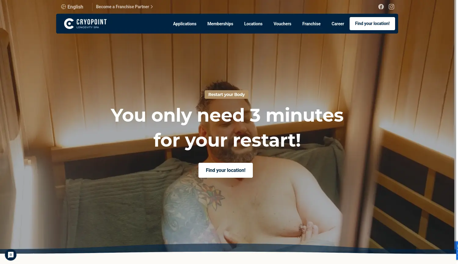 Website der Firma Cryopoint Franchise