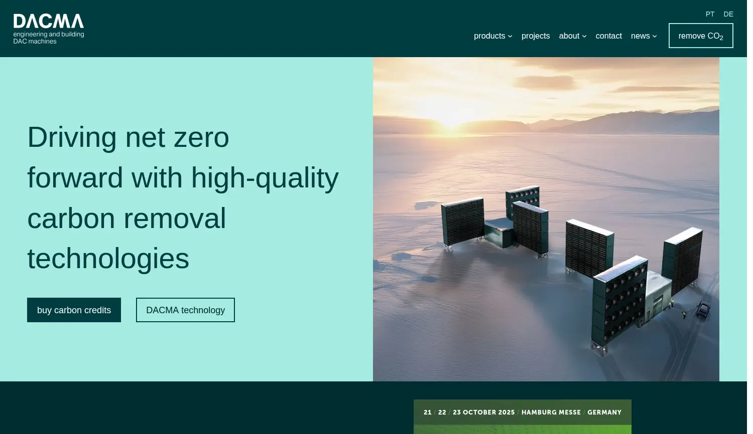 Website der Firma DACMA GmbH