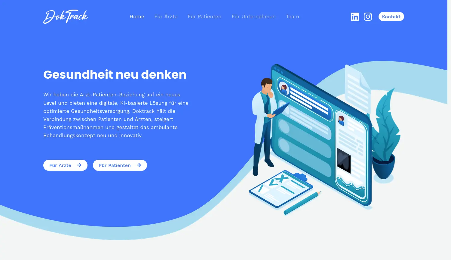 Website der Firma Doktrack GmbH