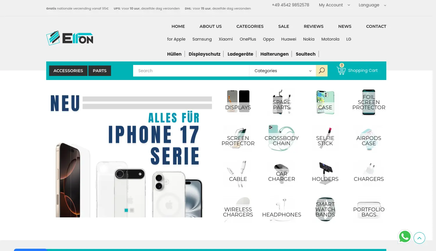 Website der Firma Elfon GmbH