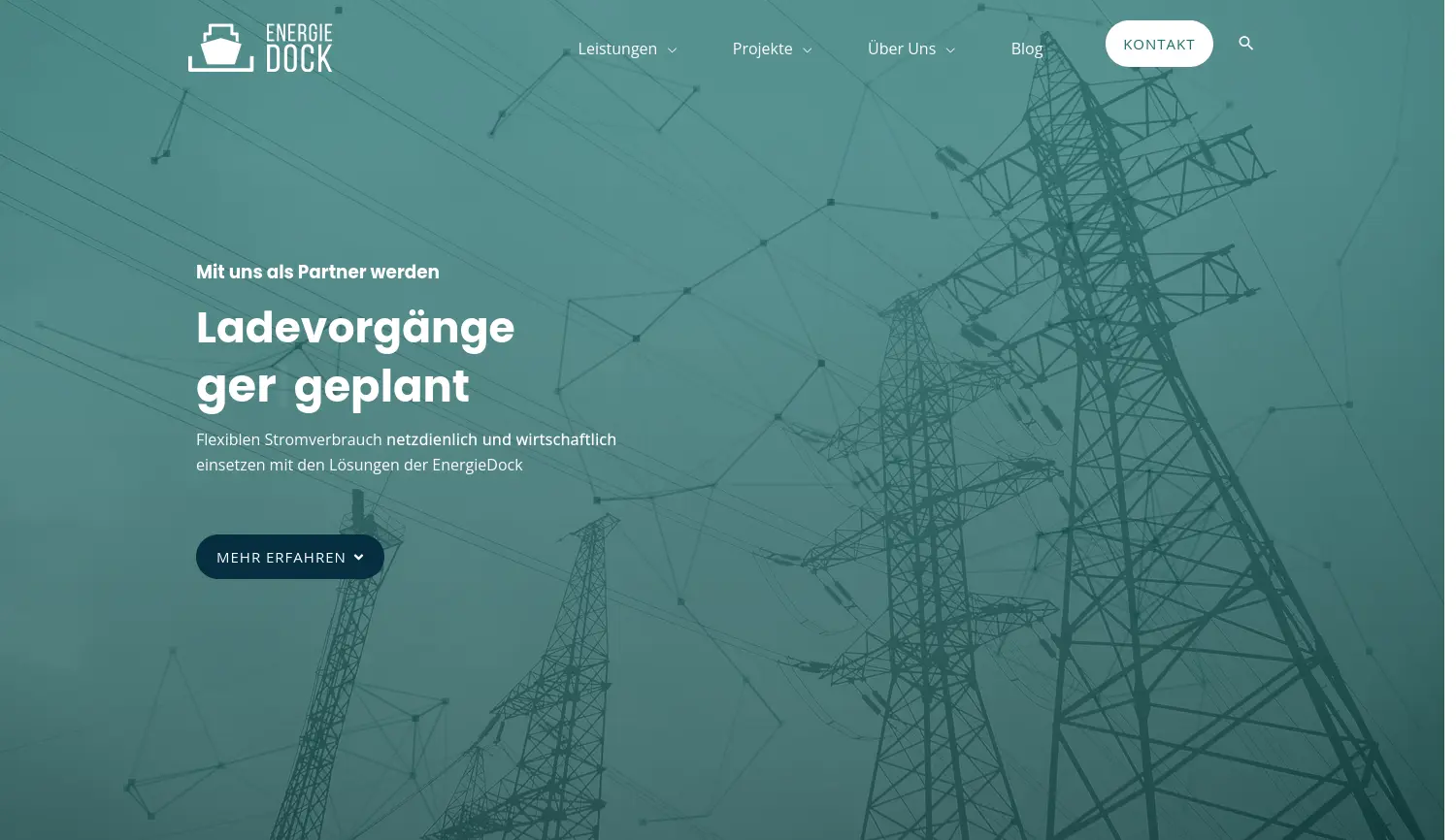 Website der Firma EnergieDock GmbH