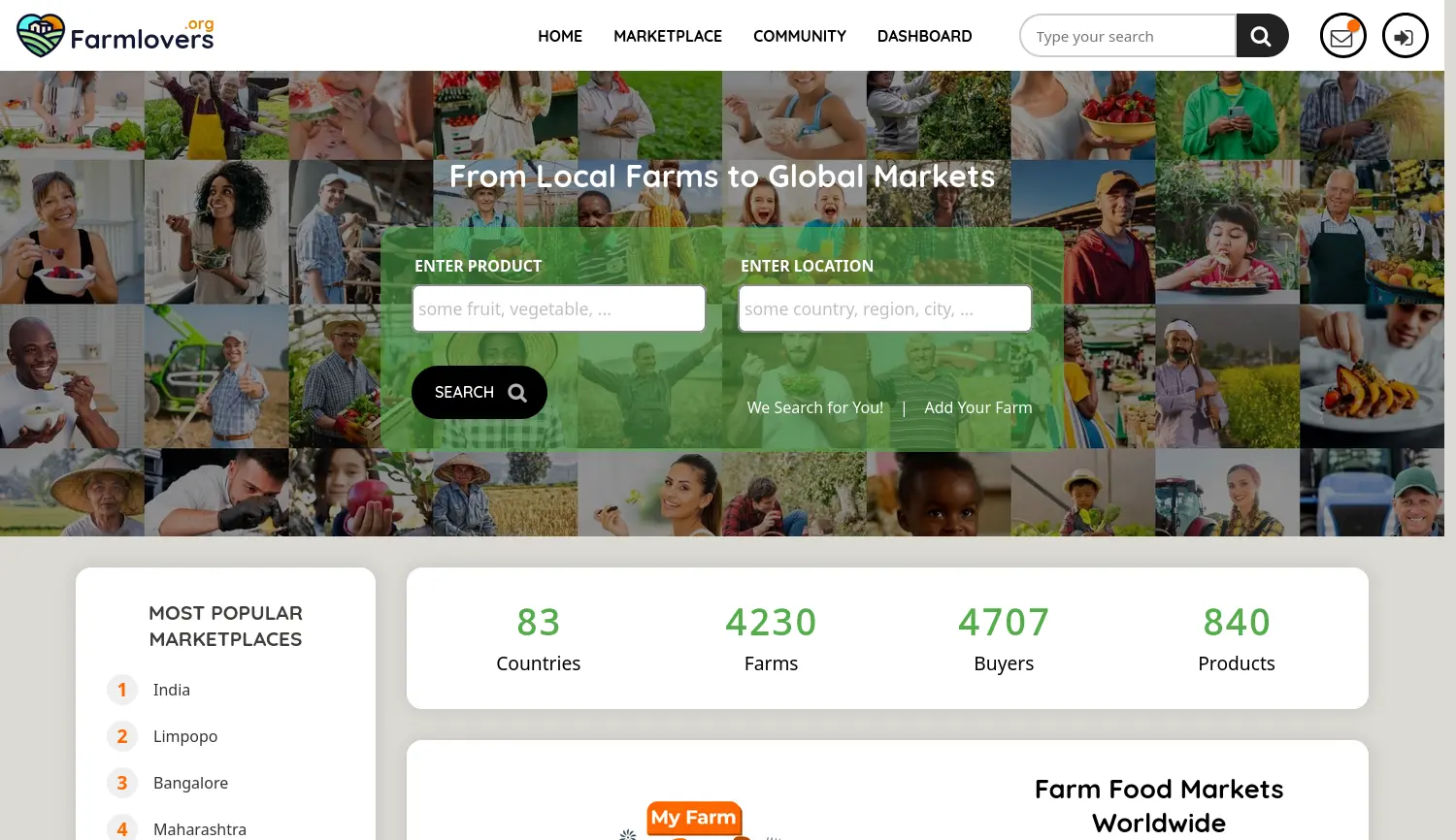 Website der Firma Farmlovers