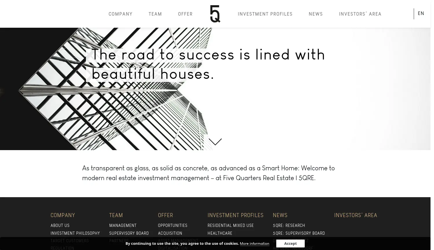 Website der Firma Five Quarters Real Estate AG