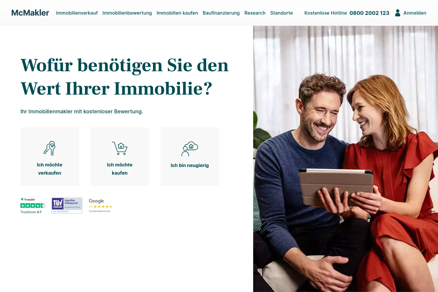 Website der Firma McMakler GmbH