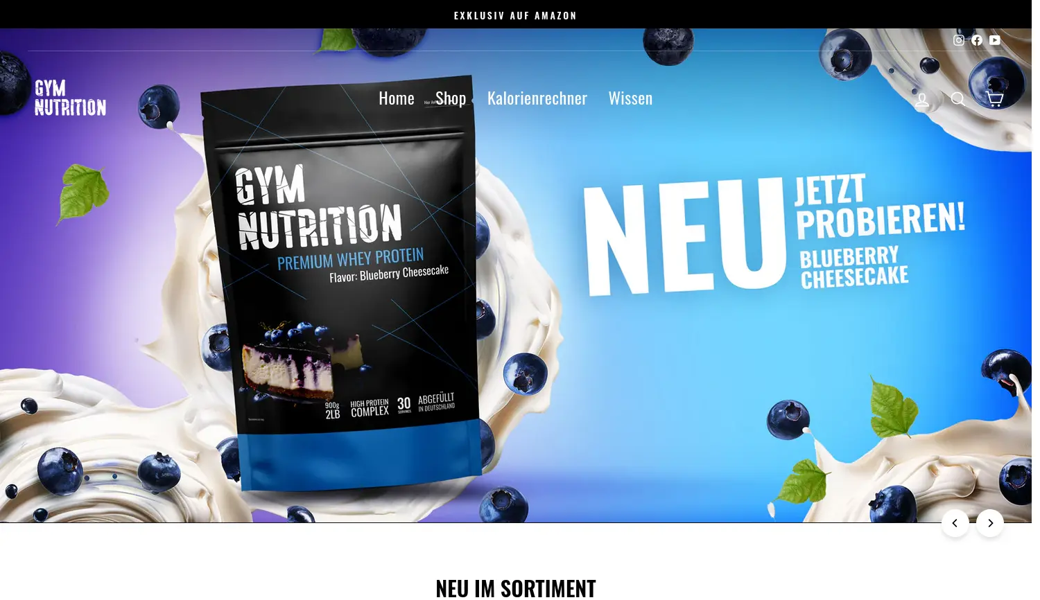 Website der Firma Gym - Nutrition UG