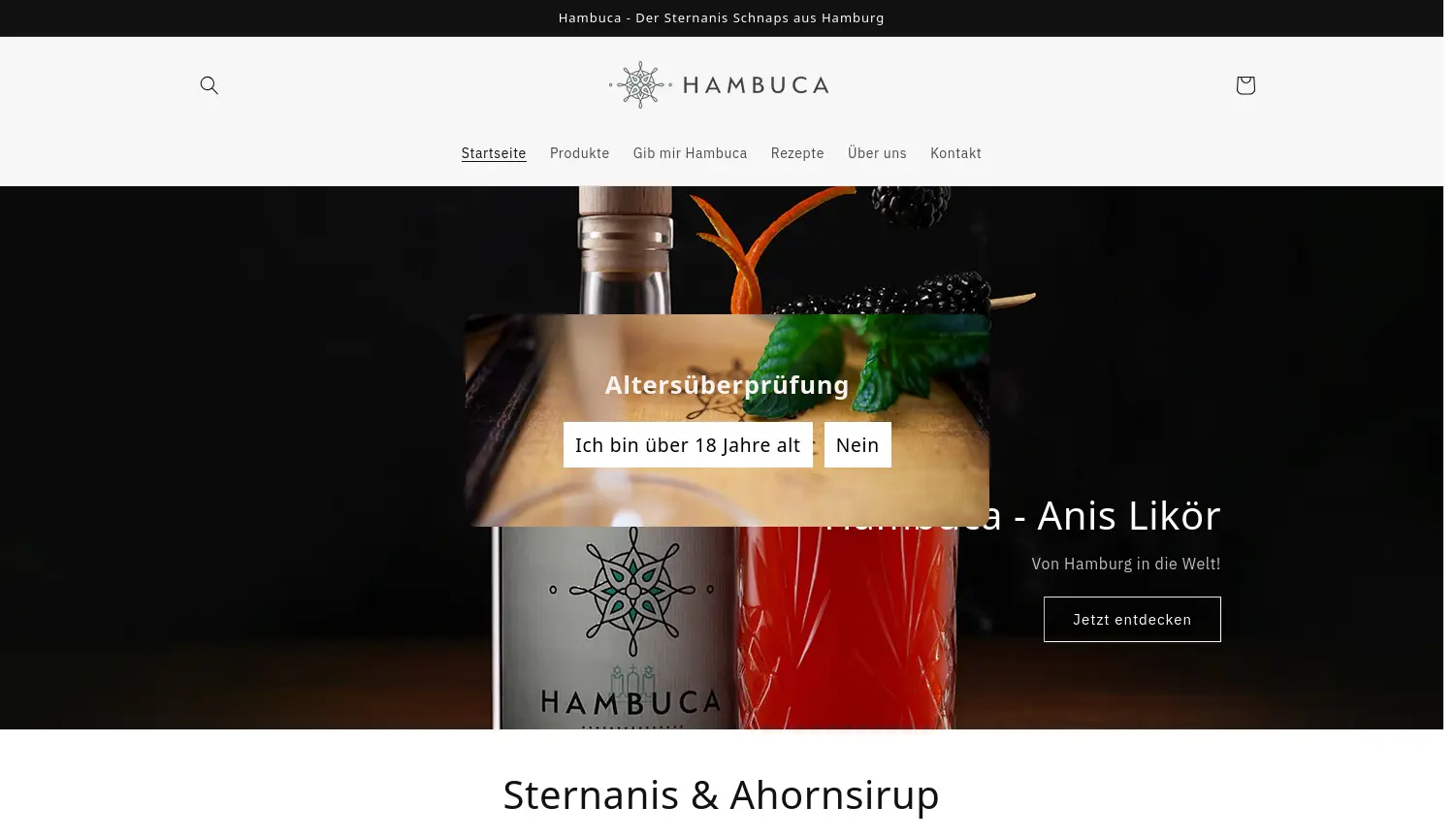 Website der Firma Hambuca UG & Co. KG