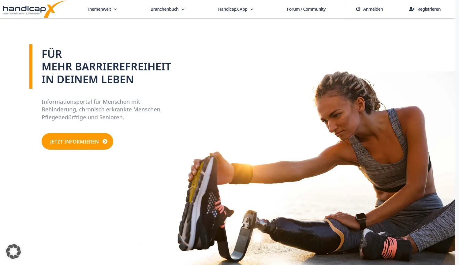 Website der Firma HandicapX GmbH