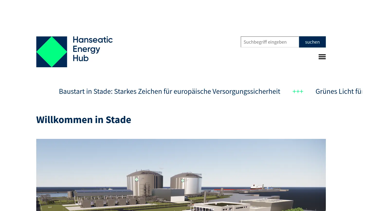 Website der Firma Hanseatic Energy Hub GmbH