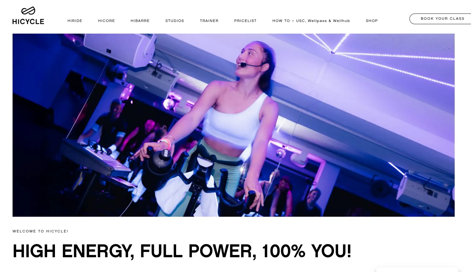 Website der Firma Hicycle Fitness GmbH