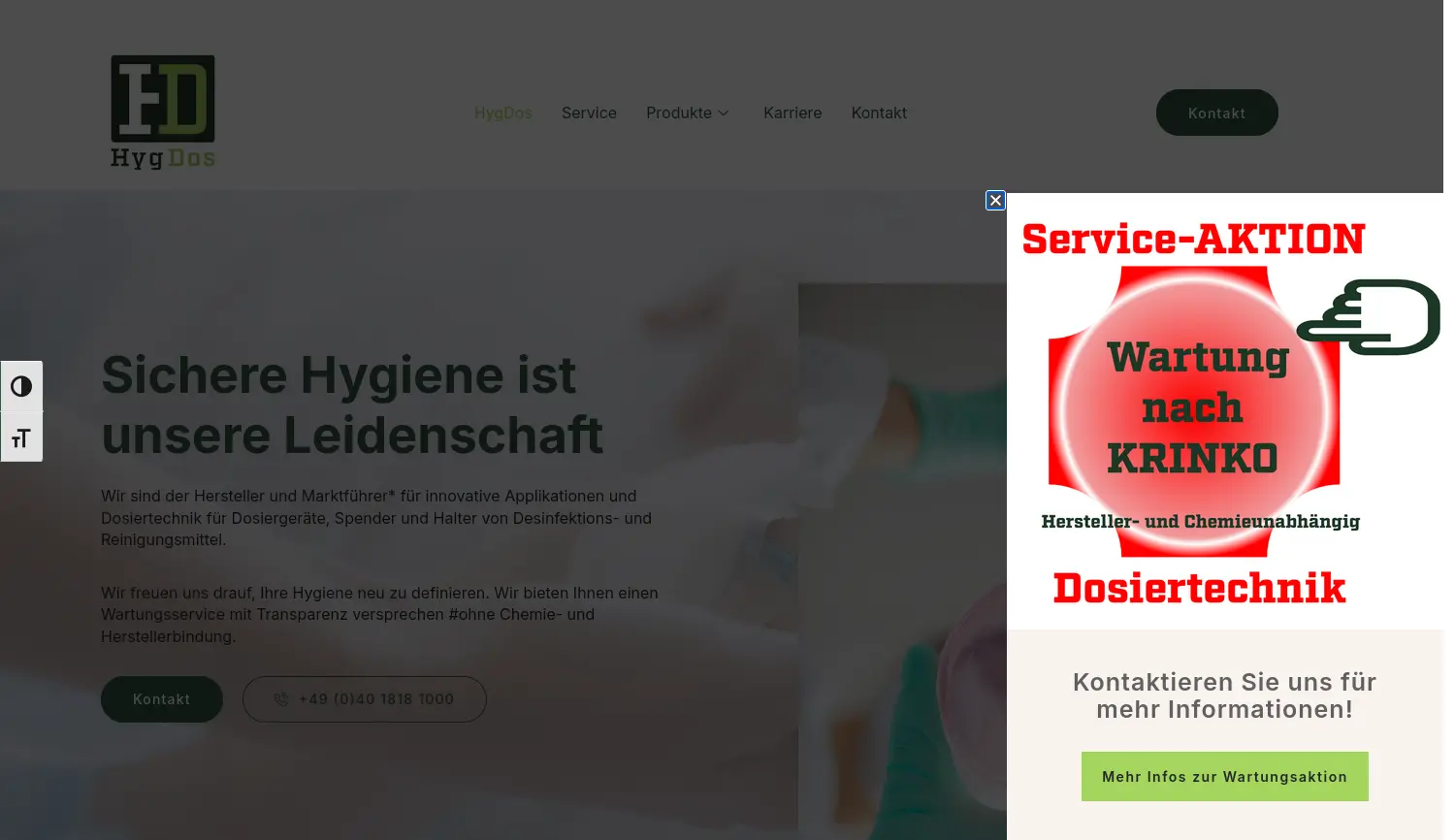 Website der Firma HygDos GmbH