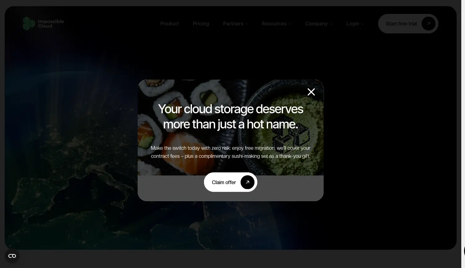 Website der Firma Impossible Cloud