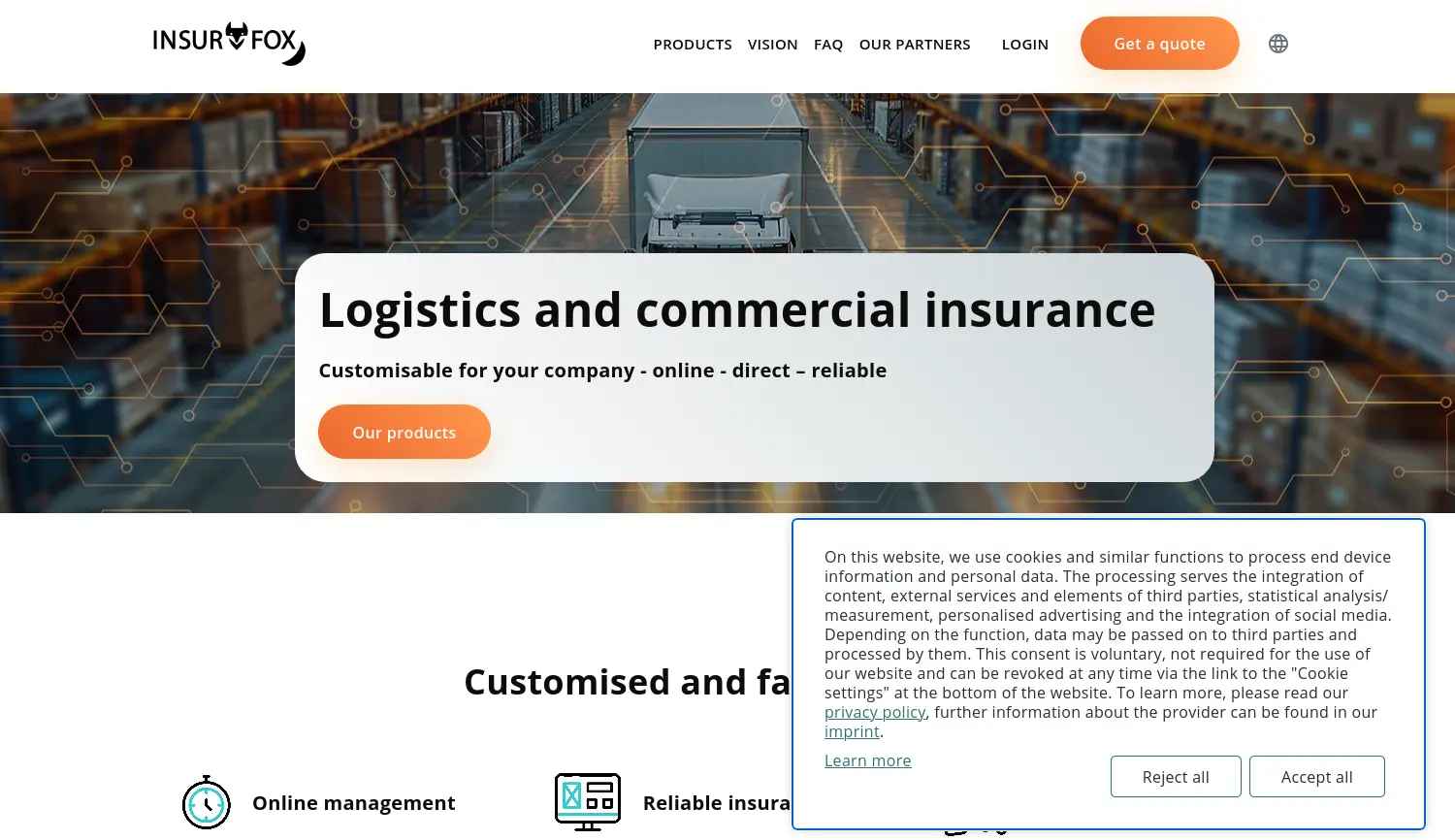 Website der Firma Insurfox GmbH