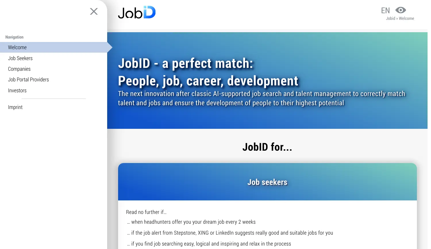 Website der Firma JobID GmbH