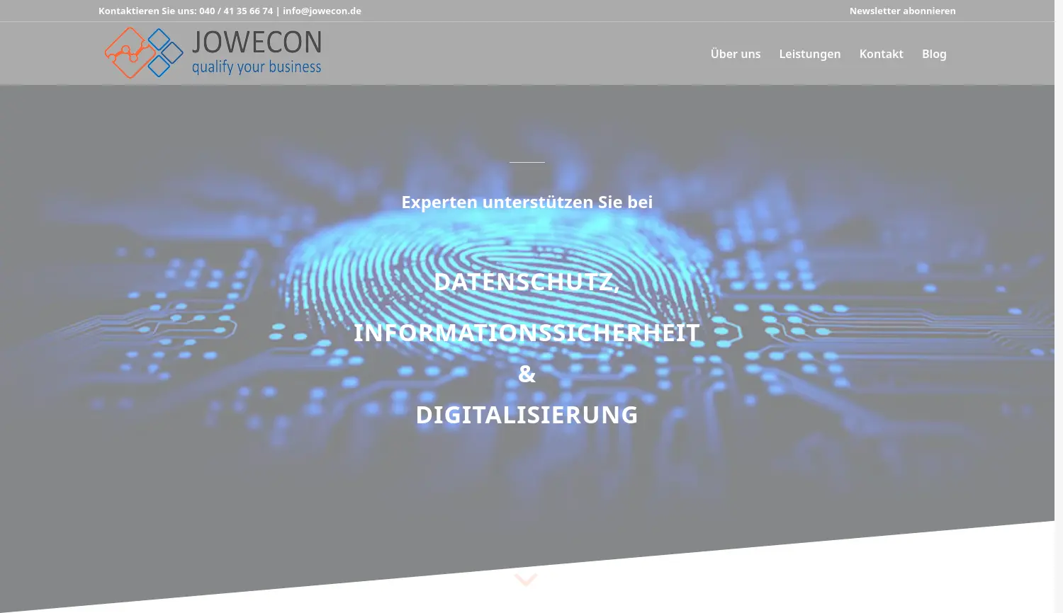 Website der Firma JOWECON GmbH