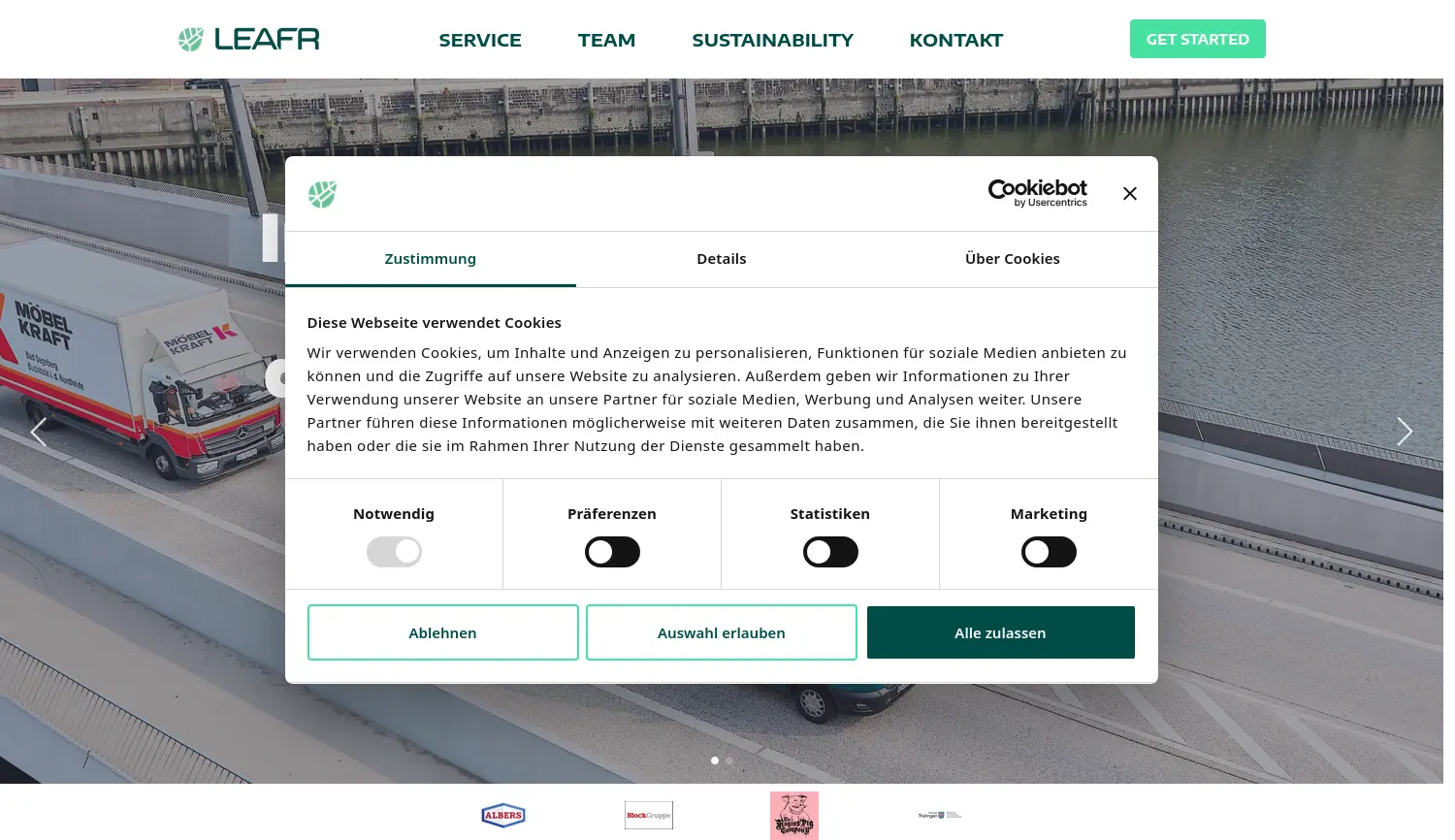 Website der Firma LEAFR GmbH