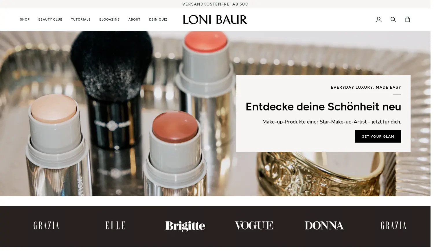 Website der Firma LONI Beauty GmbH