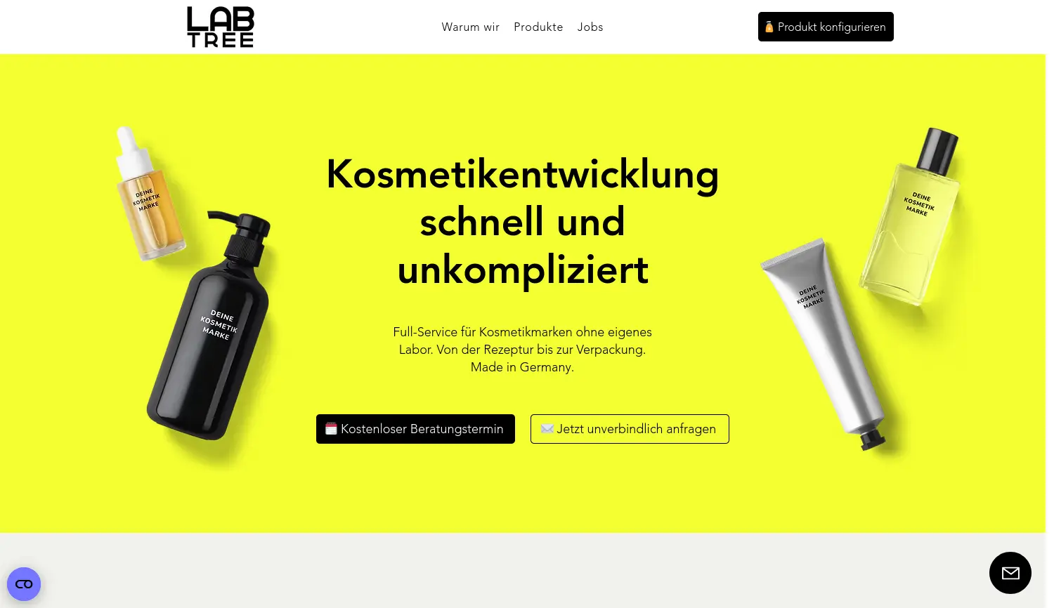 Website der Firma Labtree GmbH