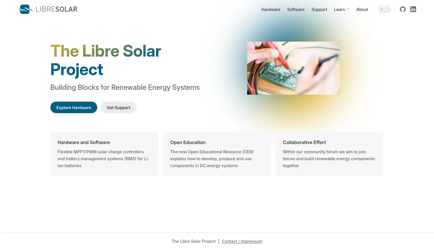Website der Firma Libre Solar Technologies GmbH
