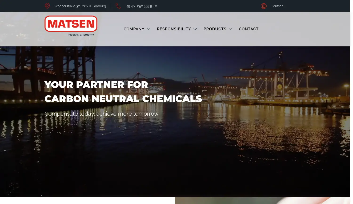 Website der Firma MATSEN CHEMIE AG