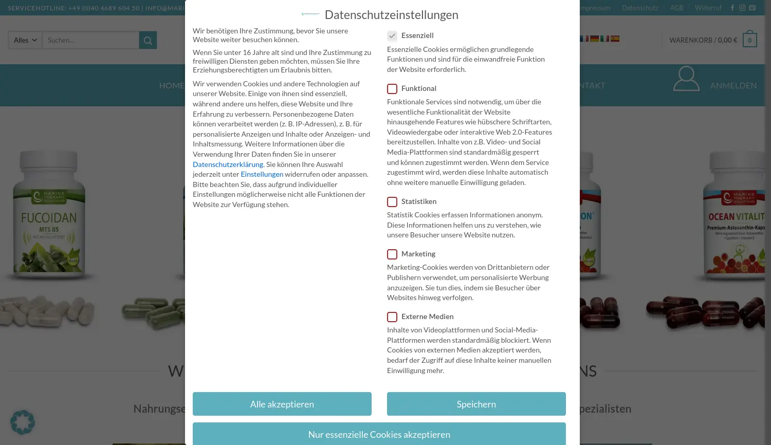 Website der Firma MTS Marine Therapy Solutions GmbH