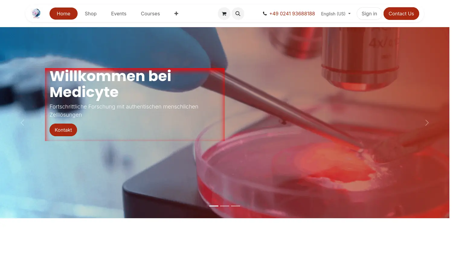 Website der Firma Medicyte