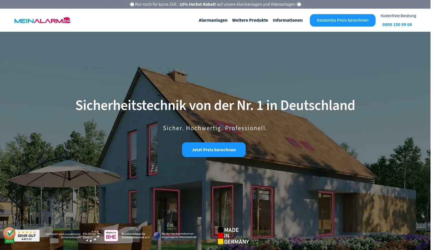 Website der Firma MeinAlarm24 GmbH
