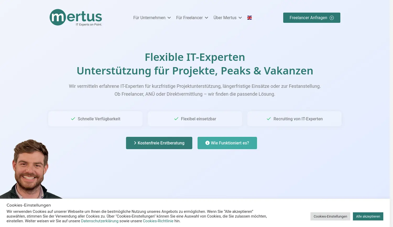 Website der Firma Mertus Consulting GmbH