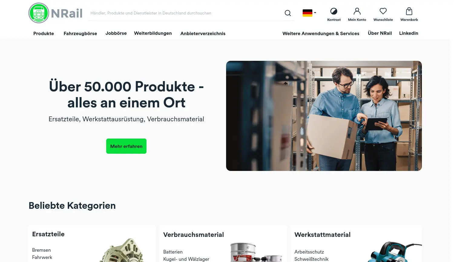 Website der Firma NRail GmbH
