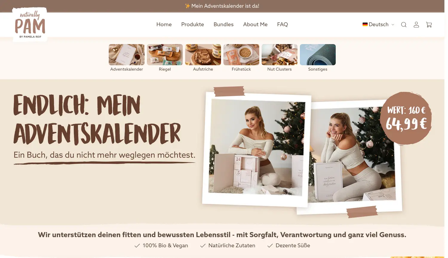 Website der Firma Naturally Pam GmbH