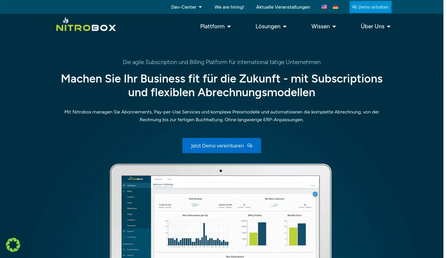 Website der Firma Nitrobox GmbH
