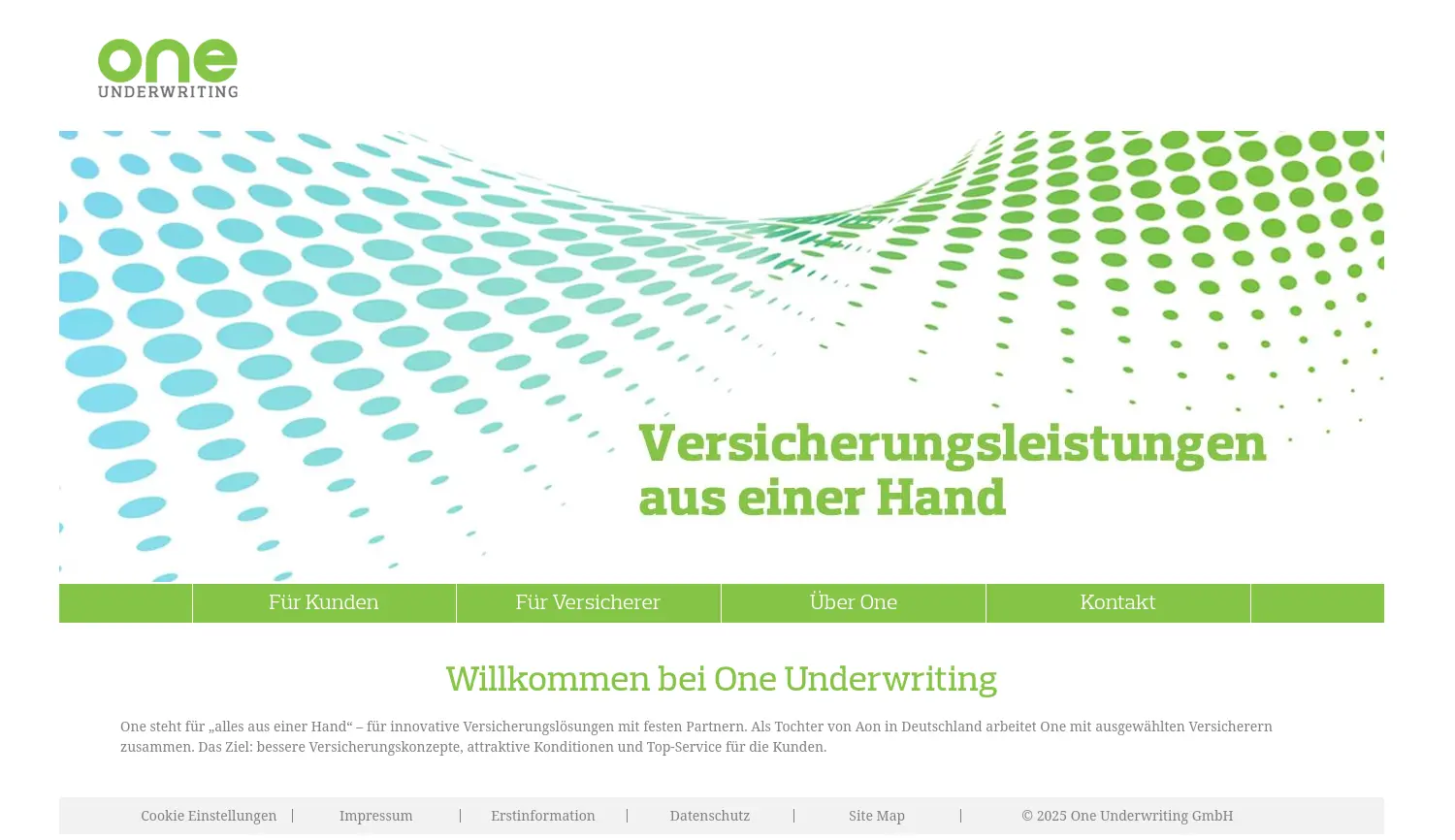 Website der Firma One Underwriting Agency GmbH